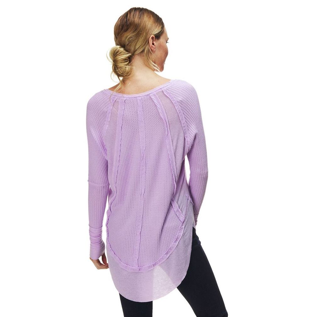 Free People Catalina Lavender Thermal Top Womens XS - Long Sleeve Tunic Blouse